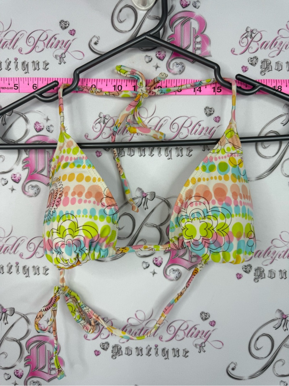 SNCE bikini bright y2k Floral Dot Triangle Bikini Top